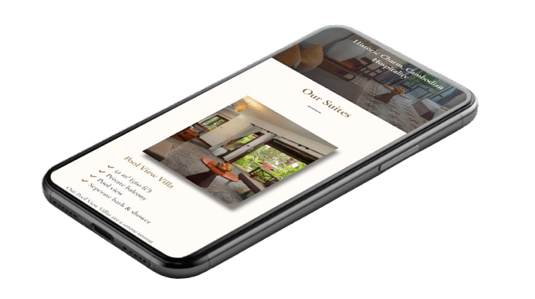 Example of Hospitality website displayed on a phone