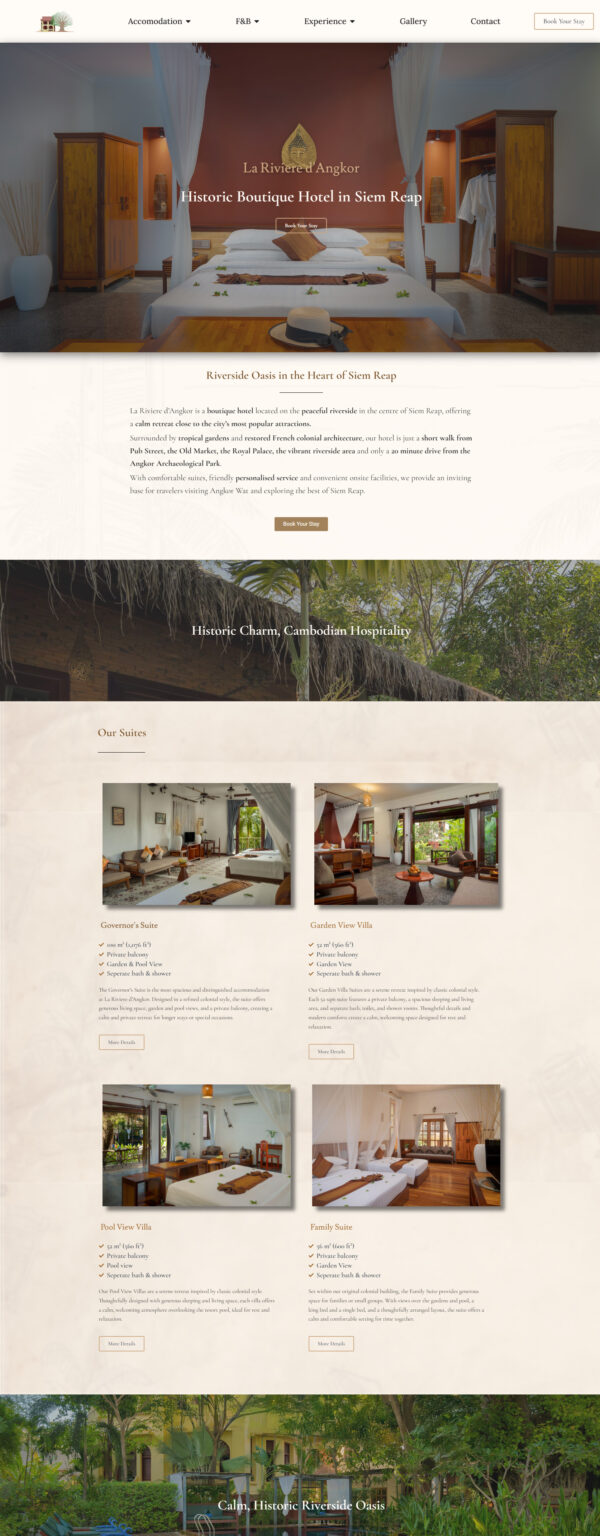 boutique hotel portfolio web design work
