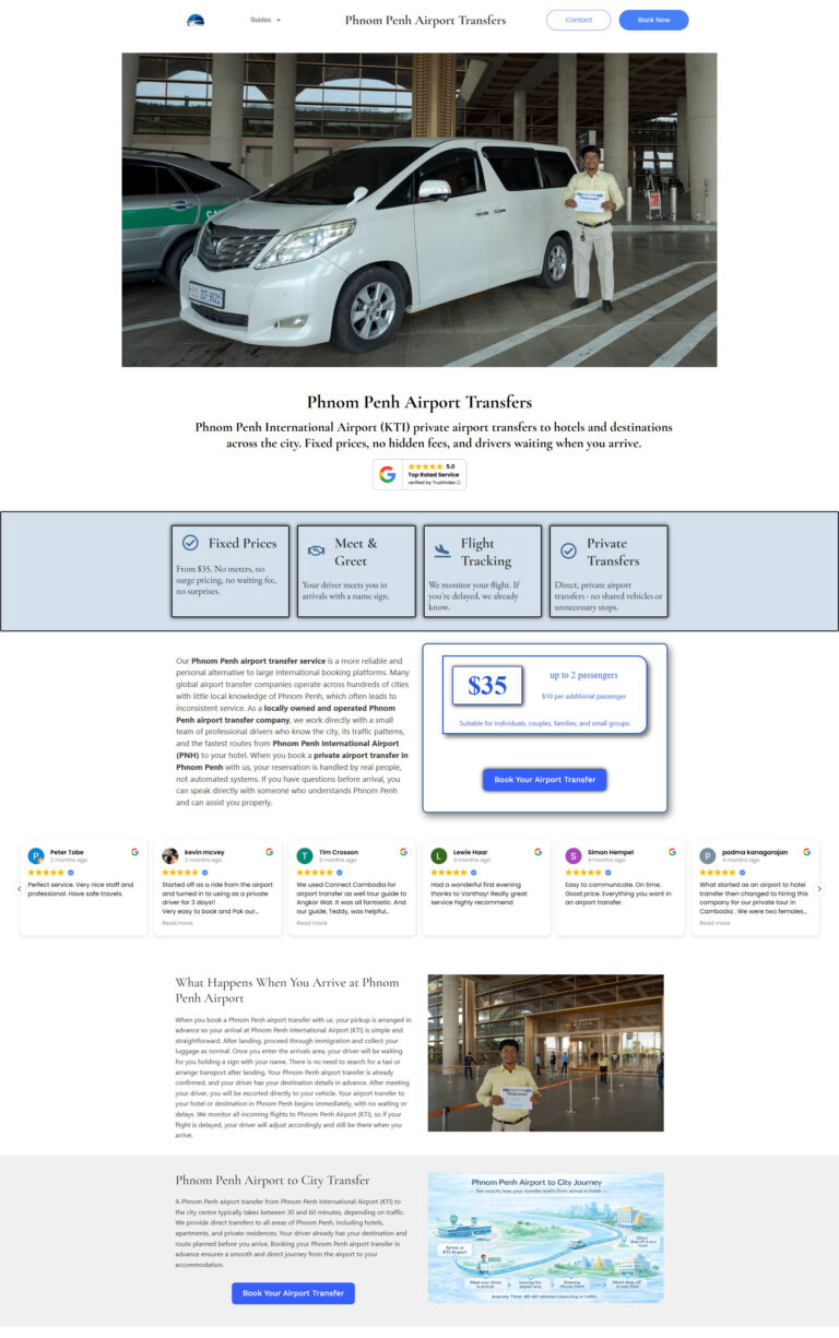 Phnom Penh Web Design Work - Phnom Penh Airport Transfers Case Study